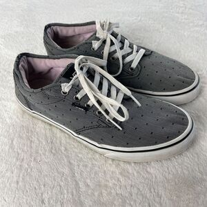 Vans‎ Off The Wall Striped Polka Dot Shoes Womens 11 Black White Low Top Lace Up